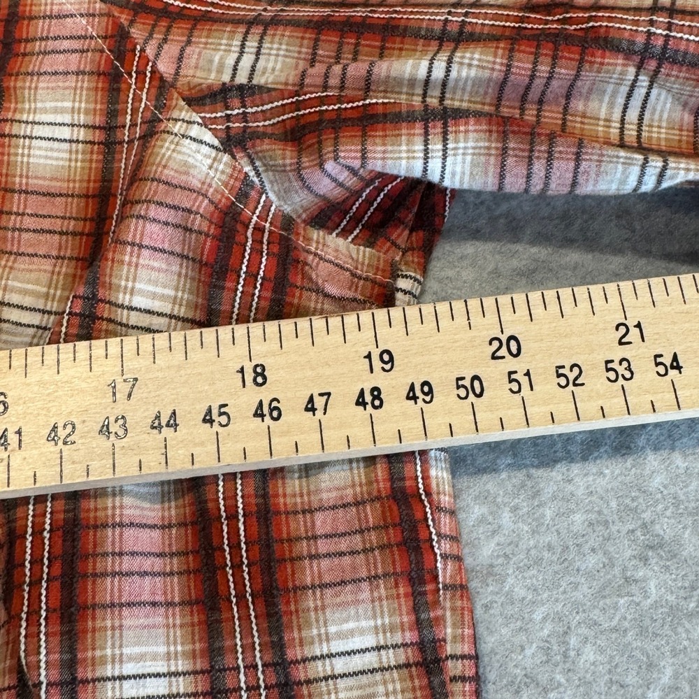 Pendleton Vented Long Sleeve Button Up Shirt Womens Large Red Tan Plaid Cotton - Picture 14 of 15